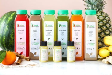 Raw Fountain juice bottles with fruit, PA2A7491copy